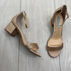Betsey Johnson Women's Miri Gold Glitter Strappy Heeled Sandals Size 9